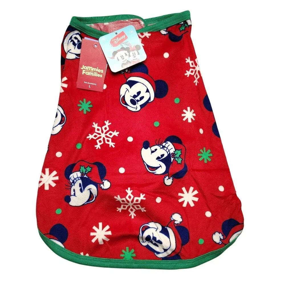 Disney Mickey & Minnie Mouse Dog Large Red Holiday Pet Pajamas